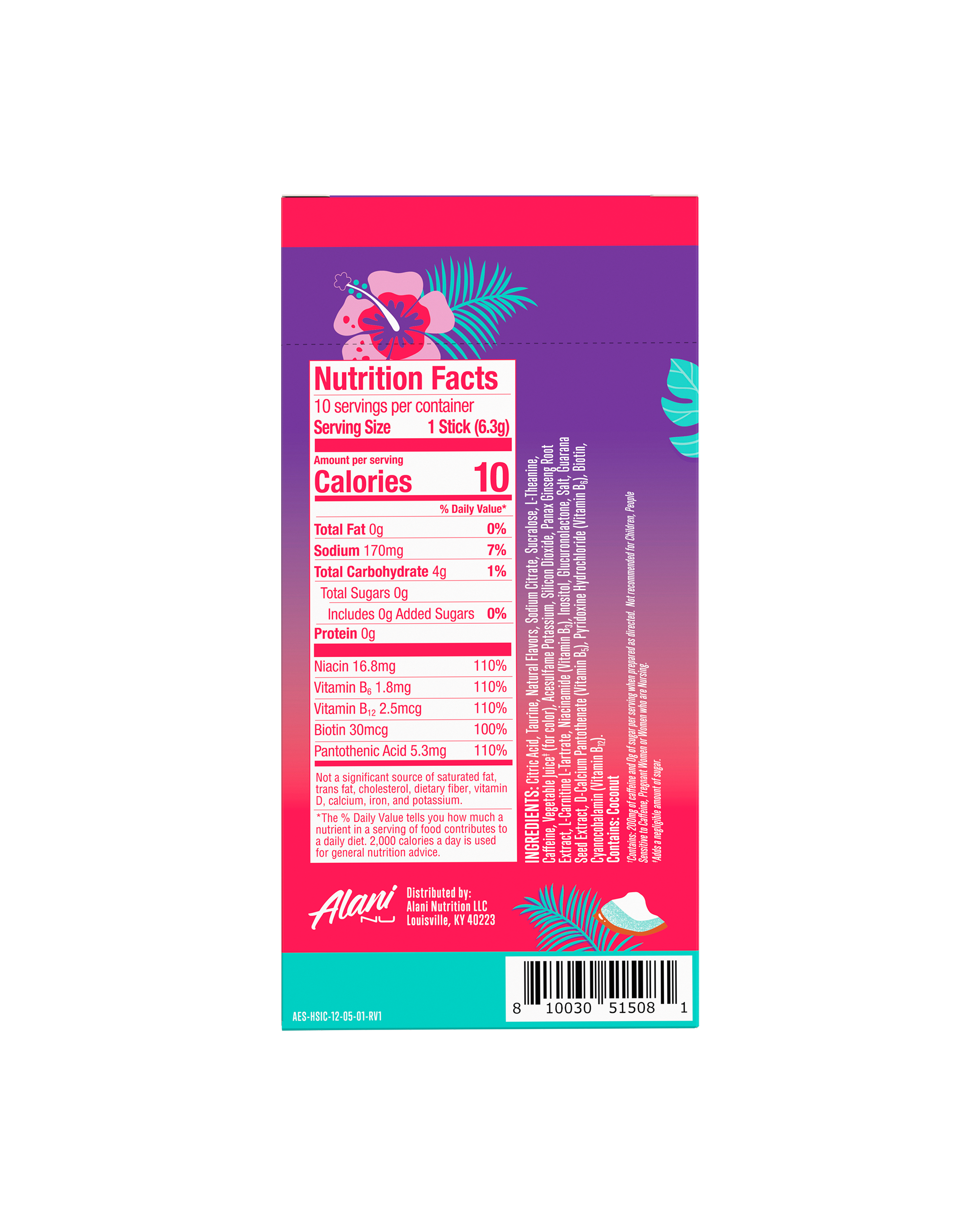 Alani Nu Energy Sticks - Hawaiian Shaved Ice / 10 pack