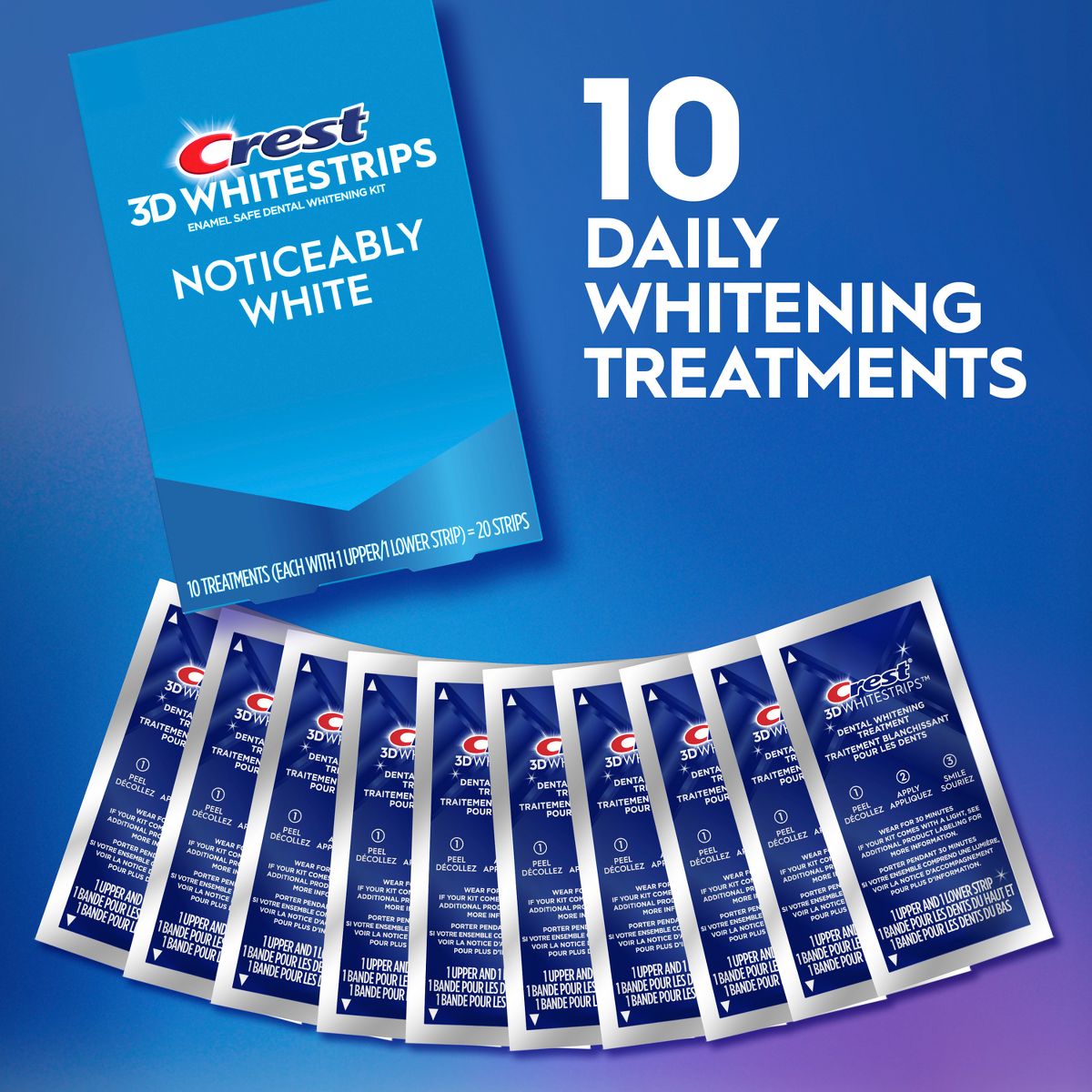 Crest 3DWhitening Strips - Noticeably White 10 Treatments