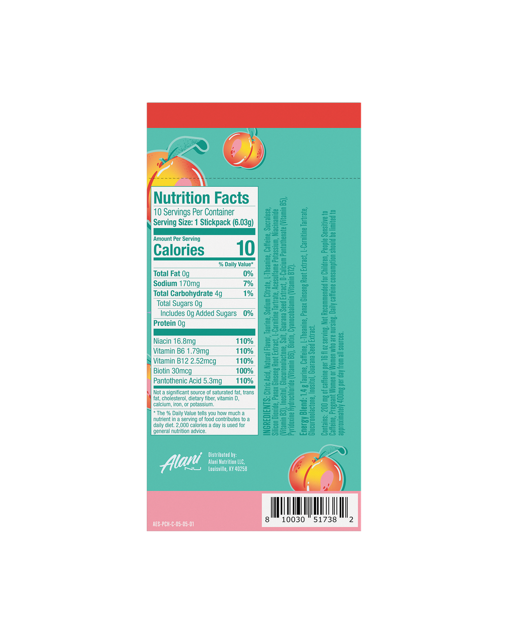 Alani Nu Energy Sticks - Juicy Peach / 10 pack