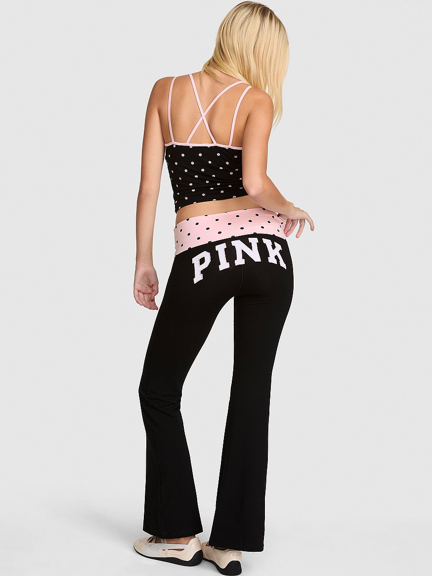 PINK
Fold Over Cotton Flare Leggings