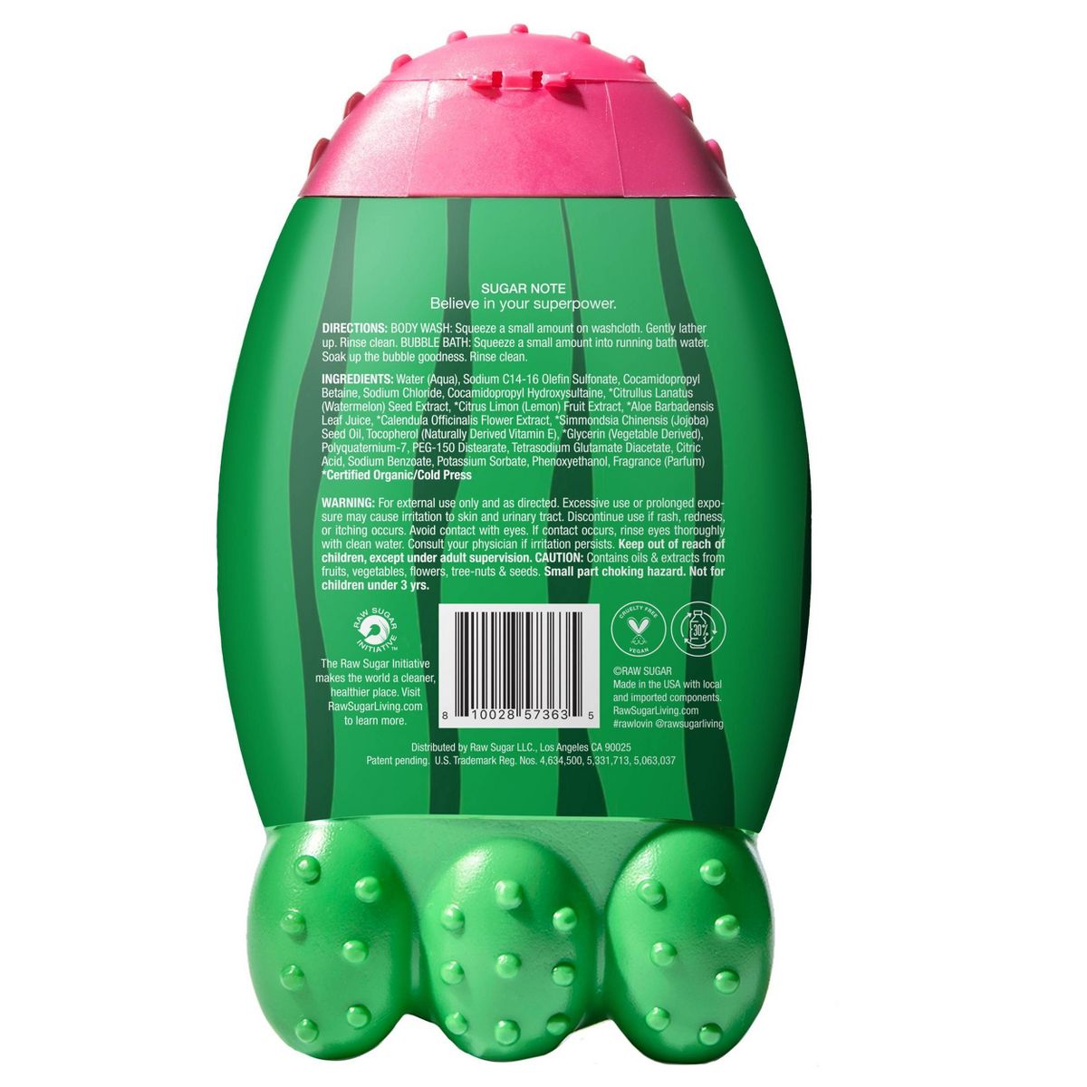 Raw Sugar Kids Body Wash + Bubble Bath - Watermelon Lemonade