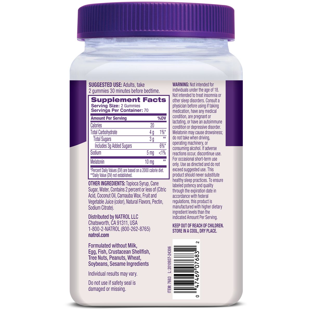 Natrol Large Tub - 140 Gummies