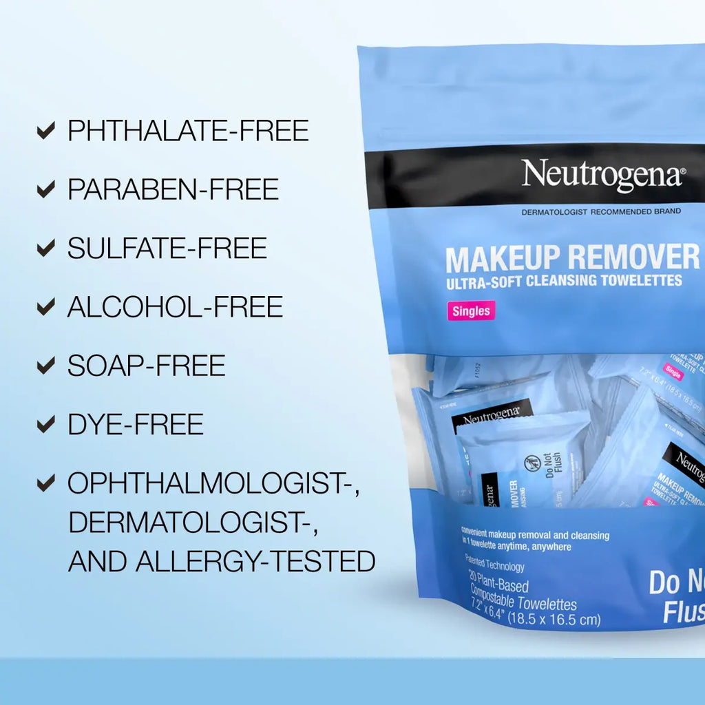 Neutrogena Makeup Remover Cleansing Towelette Singles, 20 Count